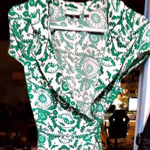 Green Print Dress Antique with Ties